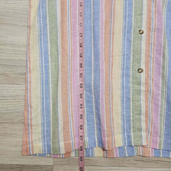 Harve Benard Womens Shirt Rainbow Stripe Linen Cotton Longsleeve Button Up Size - Picture 7 of 8